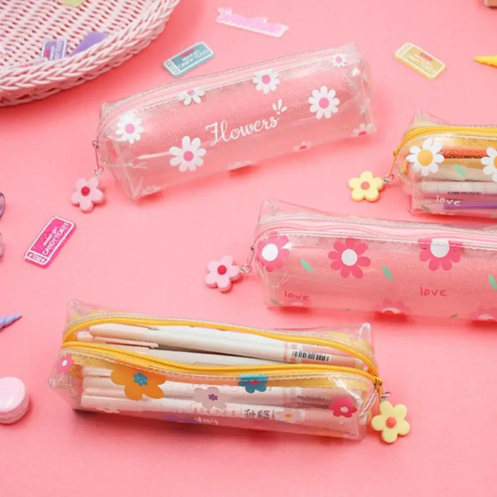 

1Pcs Kawaii Pencil Case Flower Transparent Gift Estuches School Pencil Box Pencil Bag School Supplies Stationery kids gift