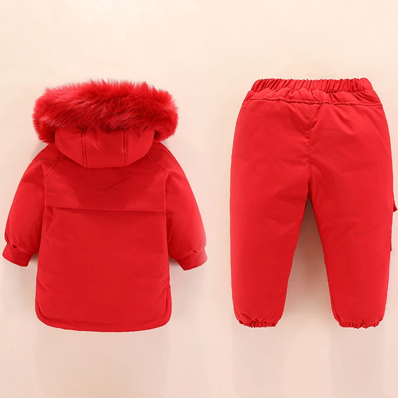 

2021 Winter warm Children clothing sets baby overcoat girl clothes snowsuit Kids ski suit set Boys duck down jacket coat + pants