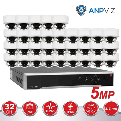 32PCS White KIT Hikvision OEM 32CH 4 к NVR KIT 16/20/32 шт. 5MP безопасности PoE, купольная IP система наблюдения ссtv встроенной Аудио Видео набор для наблюдения - Цвет: 32PCS White KIT
