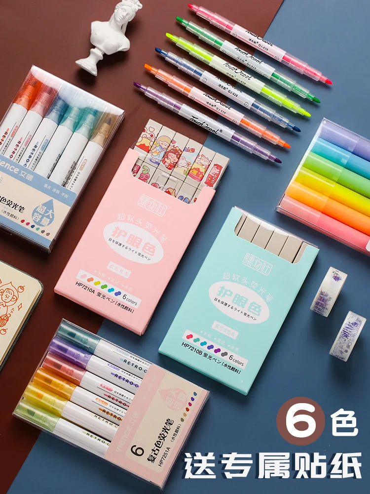 

Highlighter Marker Color Marker Color System Soft Head Key Point Candy Handbook Multicolor Special for Note-taking