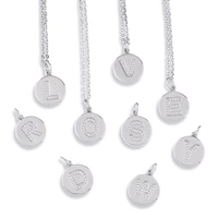 3 colors inlaid cz round classic alphabet letter a z pendant necklace for women jewelry initial charm choker clavicle chain gift