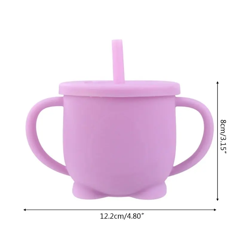 

Baby Feeding Straw Bottle Toddler Learning Drinking Silicone Sippy Cup Portable Double Handle Water Drinkware