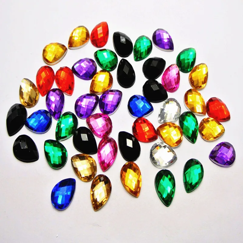 200 шт. без отверстия 13x18 мм смешанные цветные акриловые плоские каплевидные