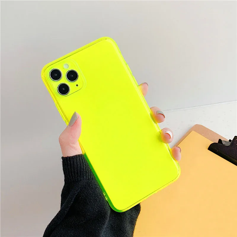 Яркий Цветной неоновый флуоресцентный однотонный чехол для телефона iPhone 13 Pro Max