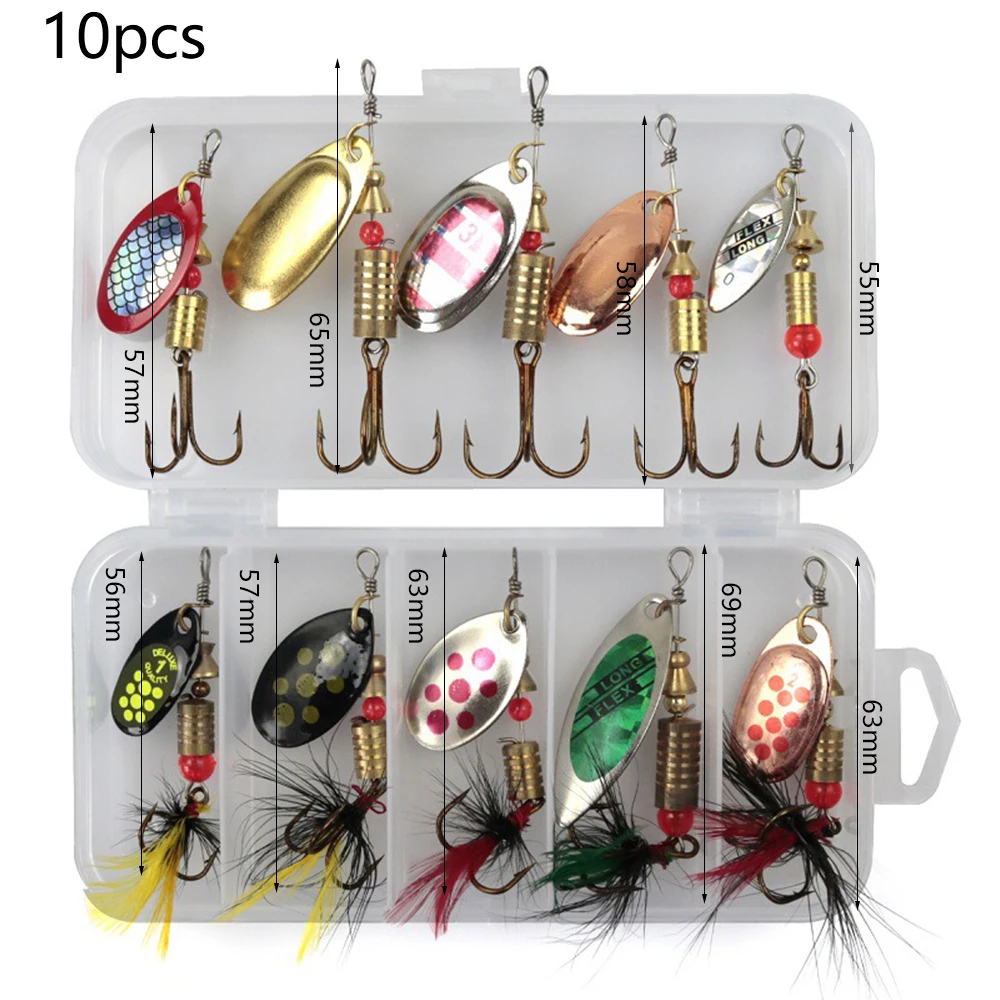 

10PCS Bass Trout Spinner Metal Lure Sea Fishing Metal Lure Salt Water 3G-7.4G Fishing Wobbler Metal Baits Spinner Bait Bass Lure