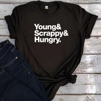 young scrappy and hungry women shirts pink casual kawaii tops funny graphic tees women 90s musical lover