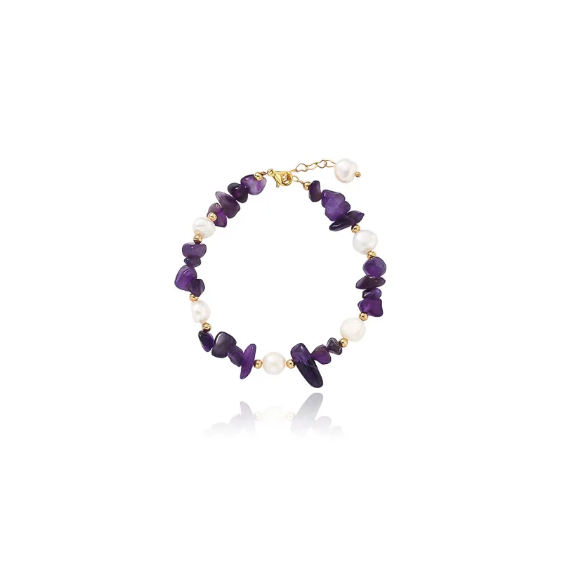 

New Purple Multi Dream Amethyst Gravel Bracelets Irregular Natural Stone Crystal Bracelet Natural Pearl Bracelet Jewelry Female