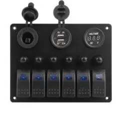 

6 Gang Waterproof Rocker Switch Control Panel with LED Indicator Light for Car Marine Boat