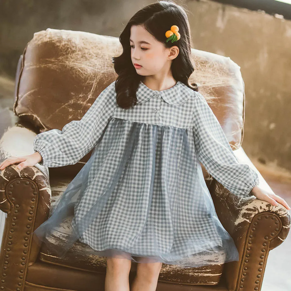 Детские платья для девочек в стиле пэчворк плиссированное платье Сетчатое