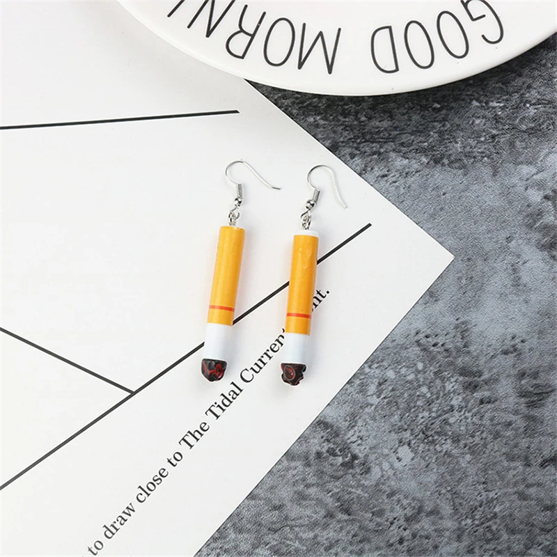 Висячие серьги в виде сигарет с подсветкой забавные индивидуальные реалистичные