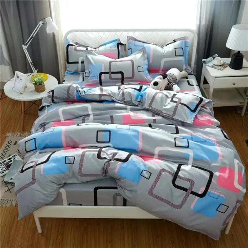 

JUSTCHIC 1x Classic Geometry Polyester Duvet Covers Single Double Queen Quilt Bedding Comforter Cover without Sheet Pillowcase