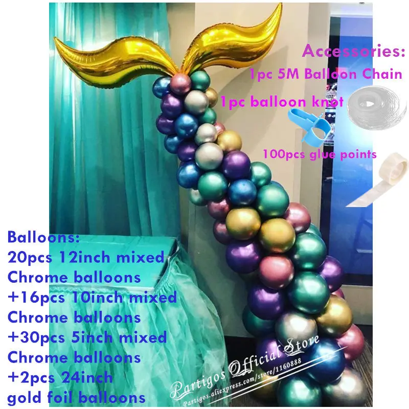 68pcs Chrome set 1 44 шт./компл. DIY одеяло «хвост русалки» воздушные шары гирлянда набор шаров из латекса арки, набор синхронизированных инструментов для русалка вечерние свадебные Baby Shower День рождения - Цвет: 68pcs Chrome set 1
