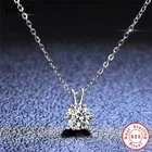 Geoki 925 стерлингового серебра 1 карат прошел Diamond тесты идеальный крой D Цвет Муассанит Кролик ожерелье Роскошные цепочки для женщин