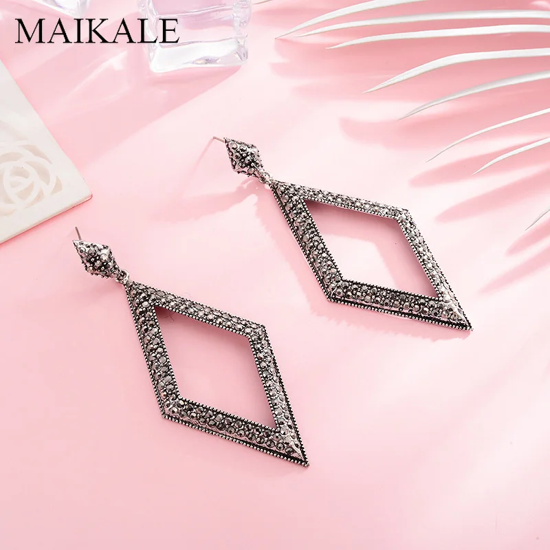 Женские крупные серьги гвоздики MAIKALE винтажные геометрические с крупным