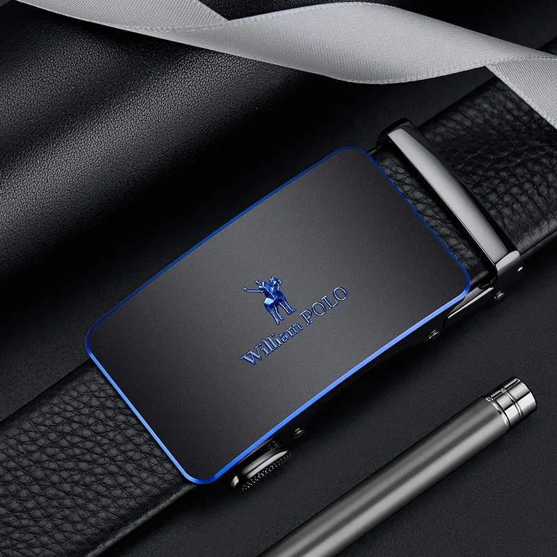 

Men Belt Genuine Leather Luxury Adjustable automatic buckle Elegant male high quality cowhide waistband Simple business casual