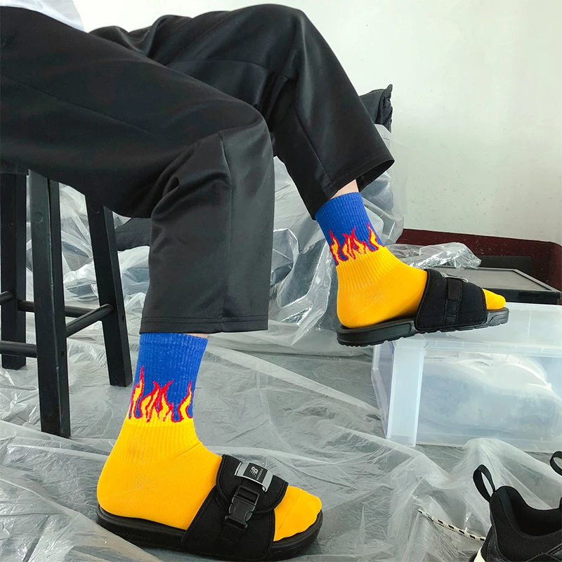 Носки унисекс хлопковые в стиле Харадзюку желтого и розового цветов | Мужская