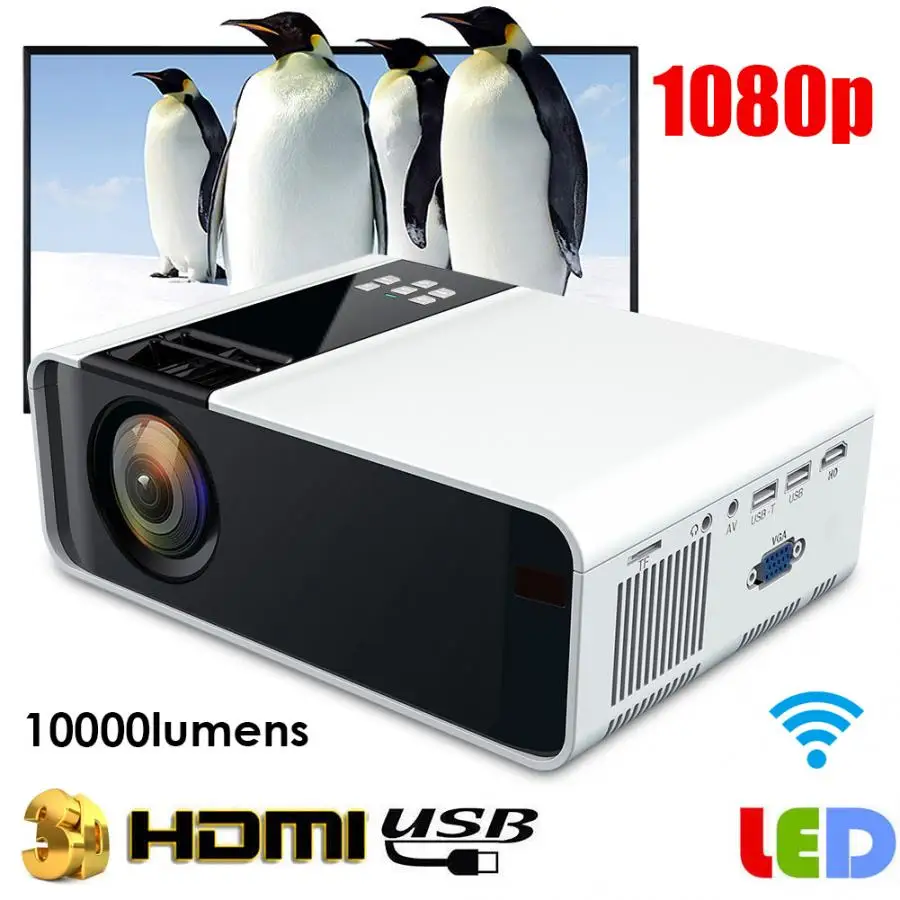 Светодиодный проектор W10 1080P домашний кинотеатр Ultra HD поддержка HDMI два USB (версия