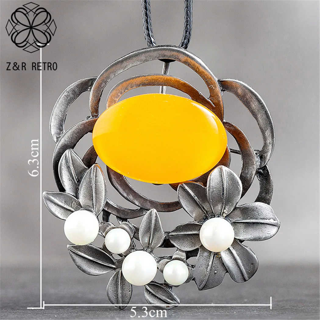 Ювелирные изделия Бусины из красной смолы Цветочные подвески Длинное ожерелье