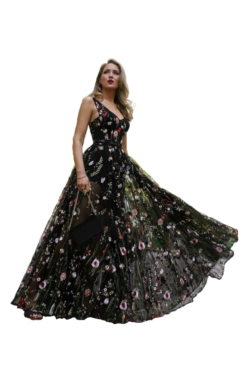 Сексуальные Глубокий V без рукавов Вышитые тонкие открытая спина большие качели