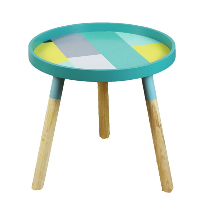 Небольшой свежий мини журнальный столик креативные деревянные низкие круглые