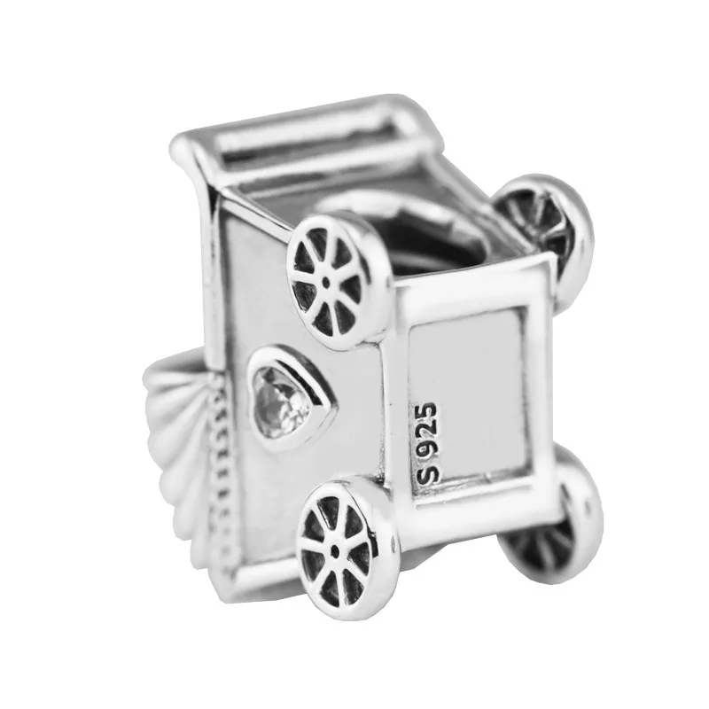 Baby Pram Silver Beads for Charms Bracelets Clear CZ Heart Stone Kid Car 925 Original Mother | Украшения и аксессуары