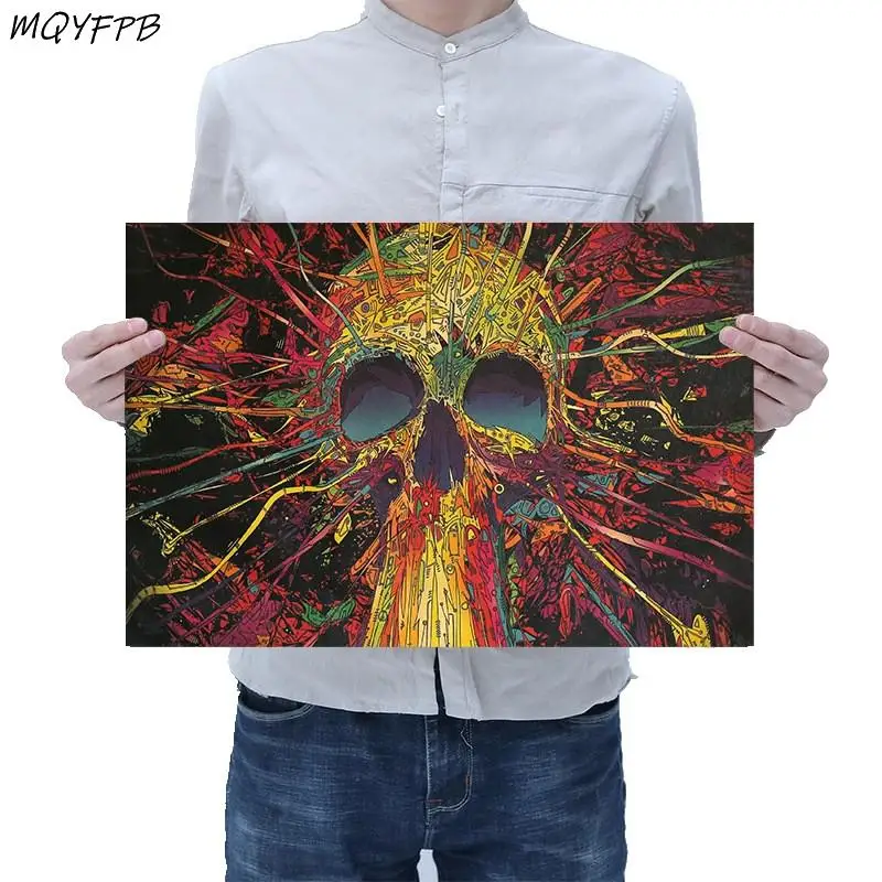

Colorful skeleton Kraft Paper Poster Home Room Bedroom Wall Decoration Painting Core 50.5x35cm