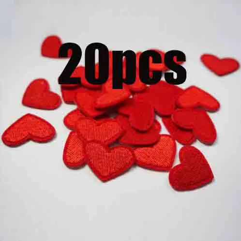20PCS RED HEART DIY Аксессуары 20 шт Любовь красное и розовое сердце Железо на патч наклейки для одежды шитье на вышитые 2,6*2,4 см - Цвет: 20PCS RED HEART