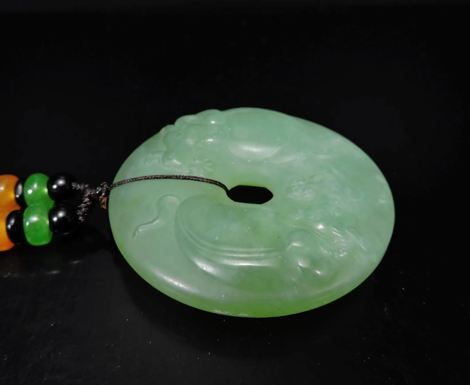 

Jade Jewelry Natural Jade Pendant Necklace Hand-Carved buffalo coin Jadeite Necklace Pendant Gift No Treatment 629f