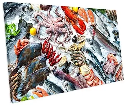 

Свежая морская кухня, искусство еды, картина, искусство, искусство, 30x20 дюймов, гостиная, Настенный декор