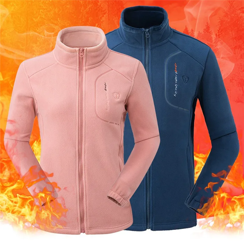 Женское утепленное флисовое пальто на молнии с длинным рукавом и