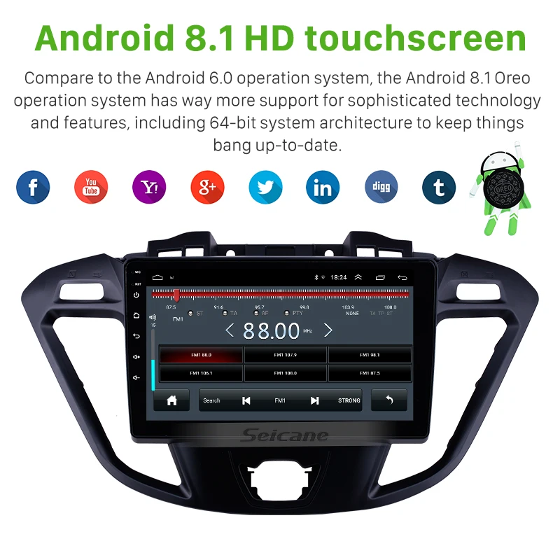 Seicane Автомобильный gps 2Din 9 &quotHD Android8.1 Стерео Авторадио для Ford JMC Tourneo 2017 2018 2019