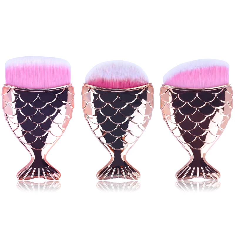 

1 pcs Cosmetic Fish Tools Kit Powder Face Make Up Brushes Professional Blush brush Tail Mermaid Holder Shape Makeup Foundation