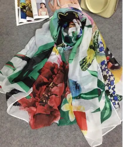 Роскошный женский шарф летний испанский дизайнерский цветочный шарф mr. print wrap Шарф - Цвет: 59