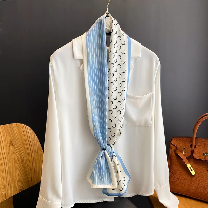 

Шелковый шарф moon 2021, женские роскошные шарфы, шейный платок, летняя повязка на голову, женский платок для волос, сумочка, шарфы, шейный платок...