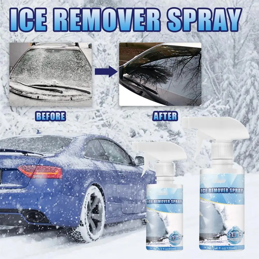 

60ml/120m Anti Freeze Spray Deicer Spray For Car Windshield Operates At -50c And Prevents Re-Freezing Portable Fast-acting De