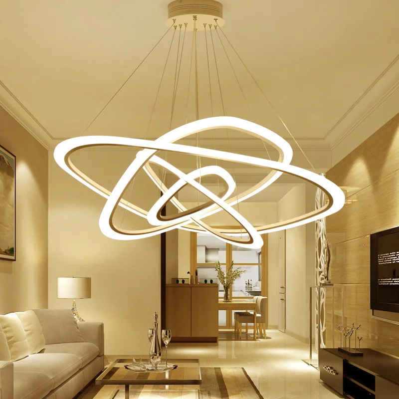 

Acrylic Ring LED Chandeliers Loft Illumination Nordic Suspension Luminaire Art Deco Lighting Fixtures Modern Hanging Lights