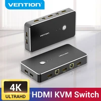 vention hdmi kvm switch usb 2 0 switcher for printer monitor keyboard mouse 2 pcs sharing 1 device 4k30hz hdmi vga kvm switch