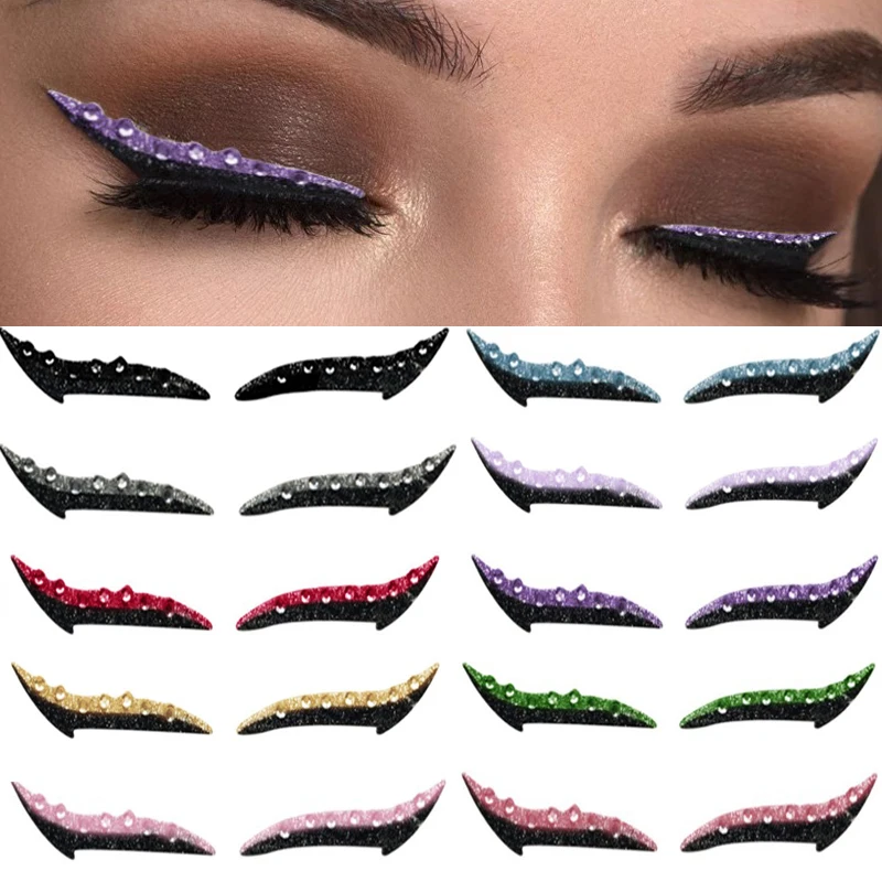 

Waterproof Eyeliner Stickers Reusable 10 Color Glitter Self-adhesive Eyeliner Stickers Double Eyelid Line Sticke Eye Makeup