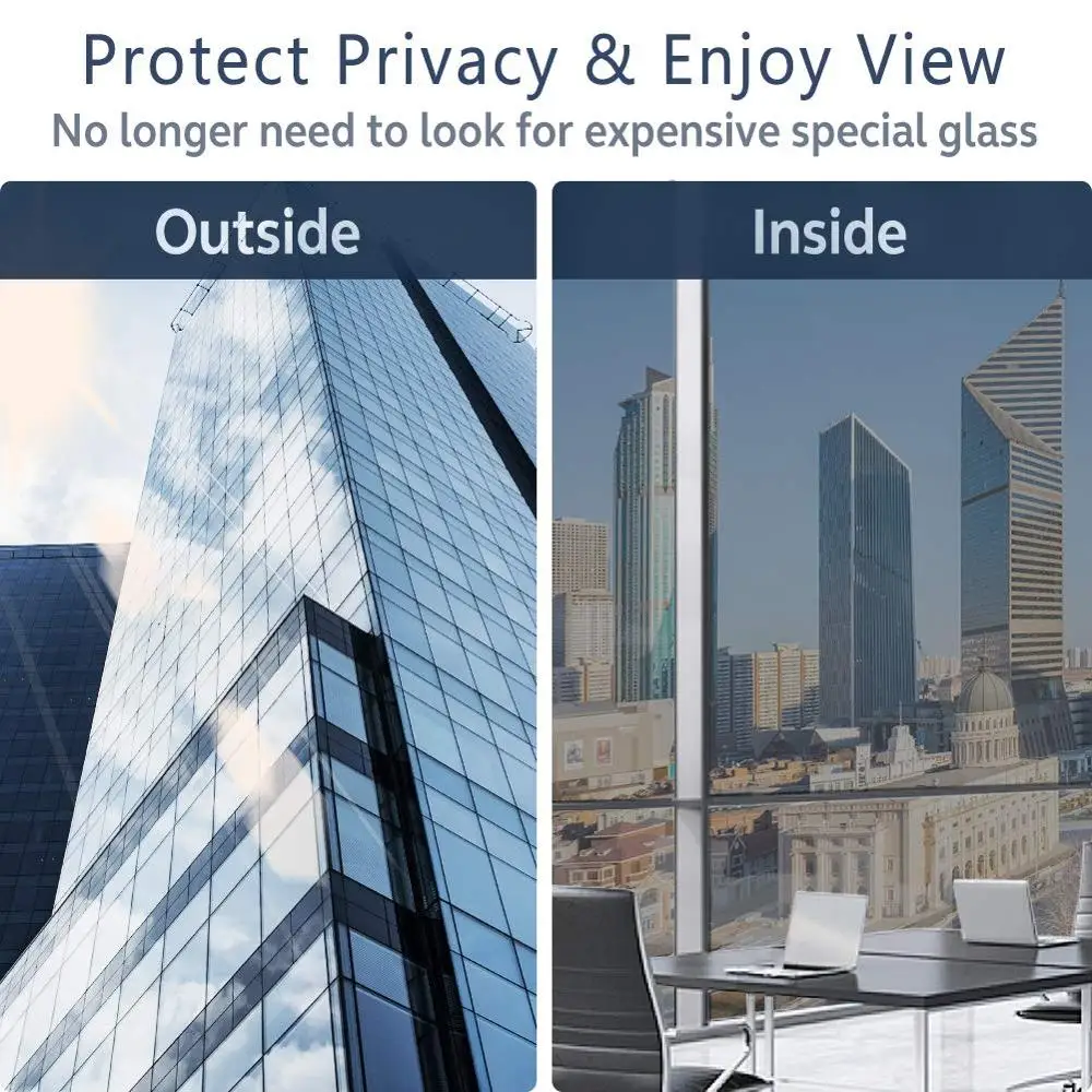 Односторонняя оттенка 200 см серебристая зеркальная Светоотражающая оконная