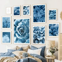 blue dandelion daisy peony agave flowers leaf plant wall art print canvas painting nordic poster decor pictures for living room