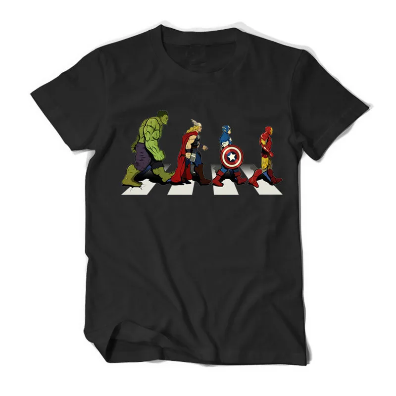 Disney Marvel The Avengers Iron Man Captain America Hulk Thor Graphic T Shirts Men's Print Cotton O Neck Short Sleeve Tee Tops