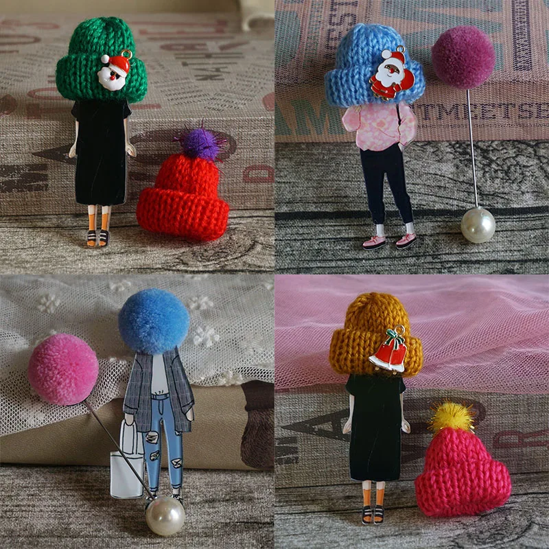 2 предмета; Длинный большая брошь модели девушка значки Kawaii помпоном шерстяная булавки с шариком Рубашка с отворотом ювелирные изделия аксессуары для женщин