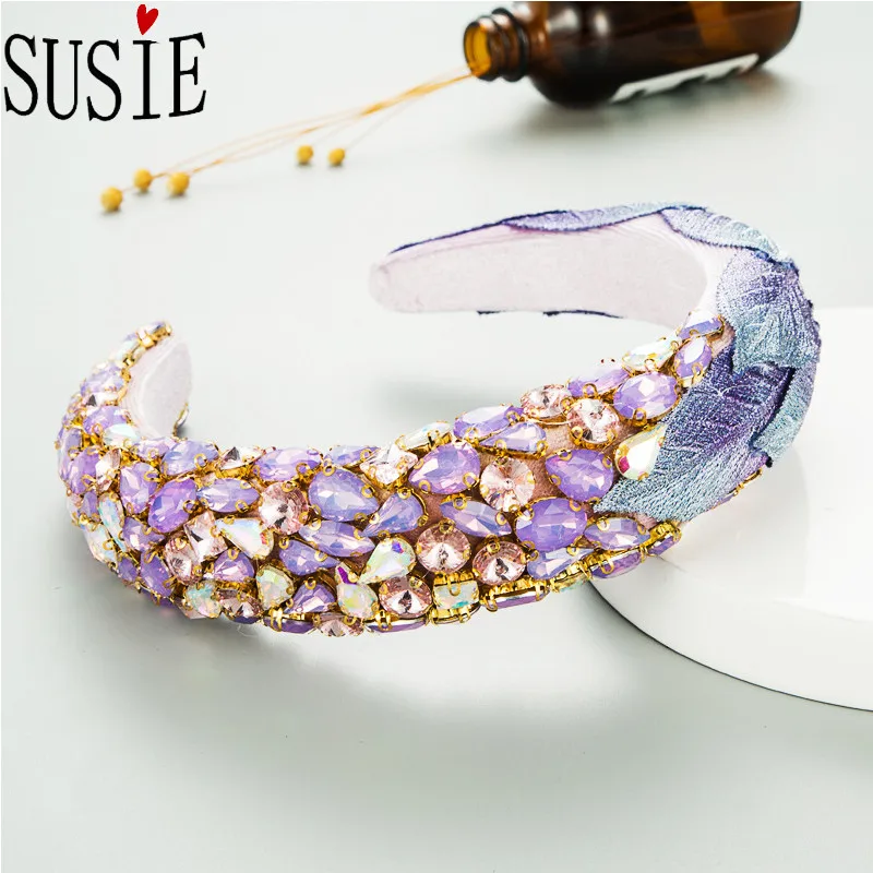 

LOVE SUSIE New Winter Women Hairbands Wide Brim Crystal Rhinestone Headband Fairy Style Sweet Party Hair Accessories Headwear