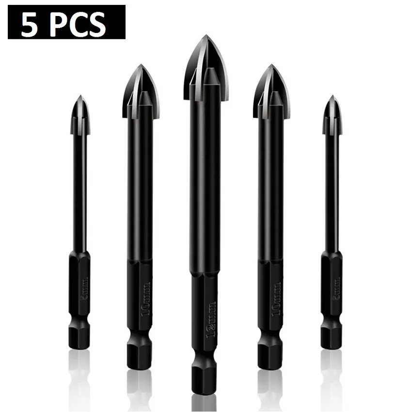 

5 шт./компл. сверла из стекла и керамики с шестигранным углублением для стекла, керамики, бетона, карбида, Открыватель отверстий, кирпич, твер...