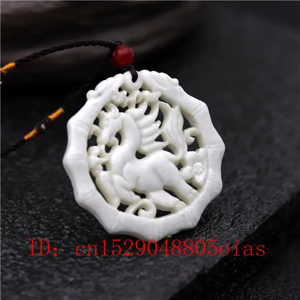 Ожерелье с подвеской из натуральной белой китайской Нефритовой лошади модное