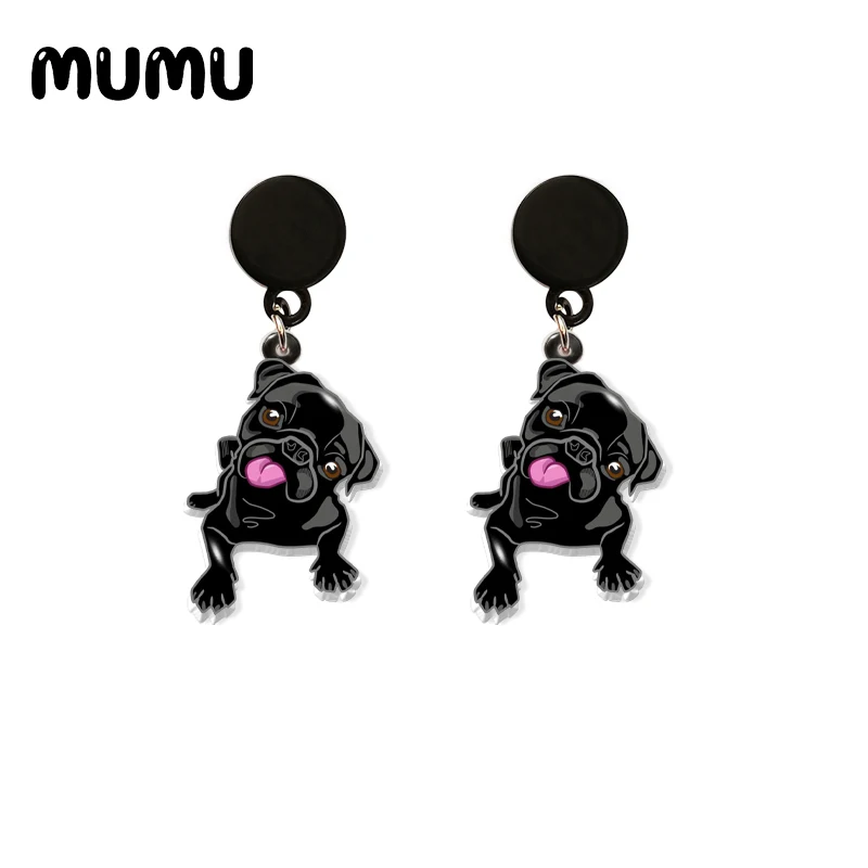 2021 New French Pug Drop Earring Cute Dog Acrylic Earrings Resin Epoxy Handmade Jewelrys | Украшения и аксессуары