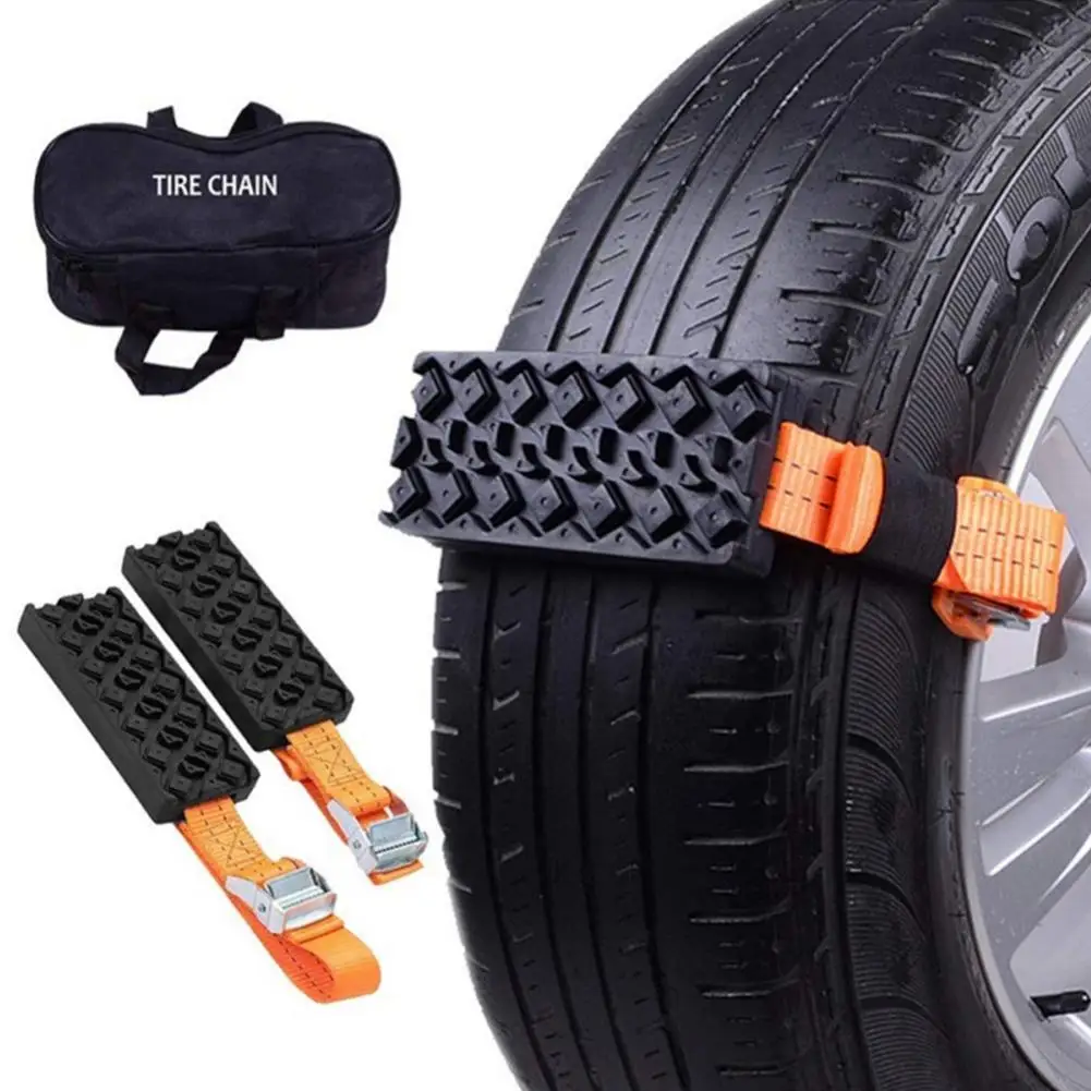 

Durable PU Anti-Skid Car Tire Traction Blocks With Bag Emergency Mud Sand Tire Chain Straps for SNOW Mud Ice
