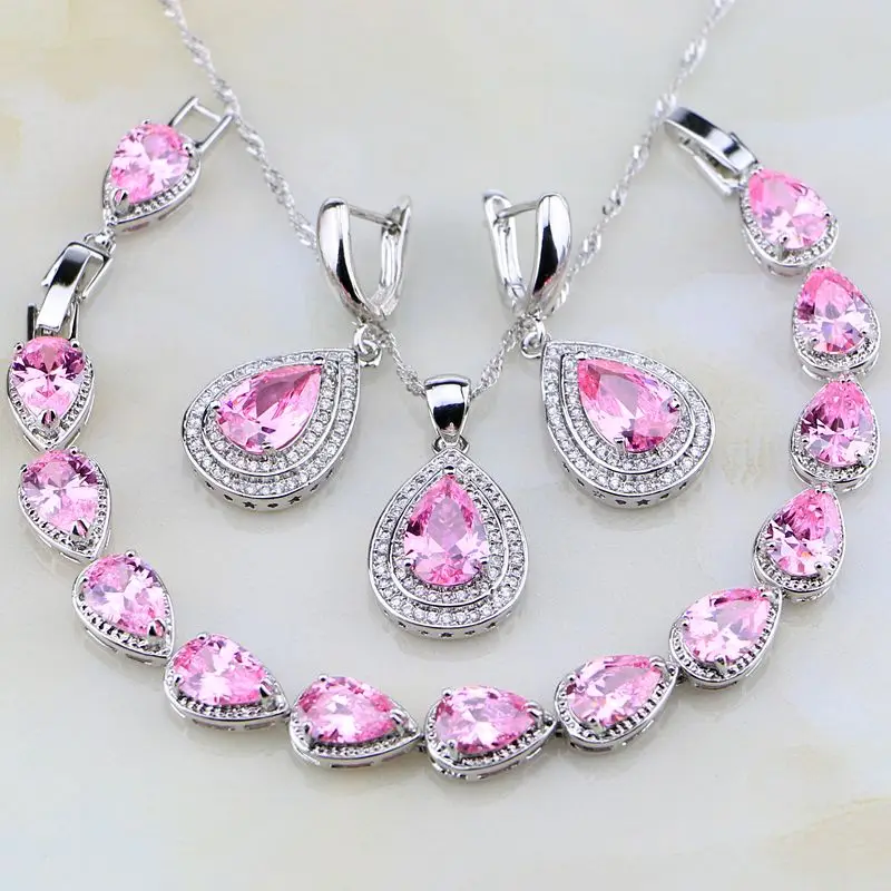 Комплект из колье и серёг серебра 925 пробы с фианитом