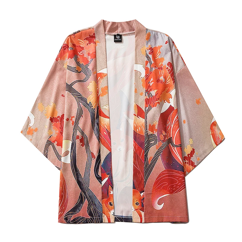 Anime Nine Tailed Fox Print Kimono Japanese Yukata Female Women Asian Clothes Cardigan Shirt Traditional Kimonos Haori | Тематическая