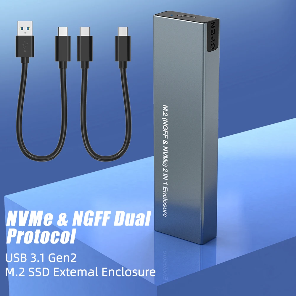 M2 SSD Case NVMe Enclosure M.2 to USB 3.1 Gen 2 Adapter Dual Protocol for NVME NGFF SATA M+B Key 2230/2242/2260/2280 | Компьютеры и